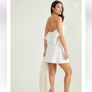 White Bow Strapless Mini Dress